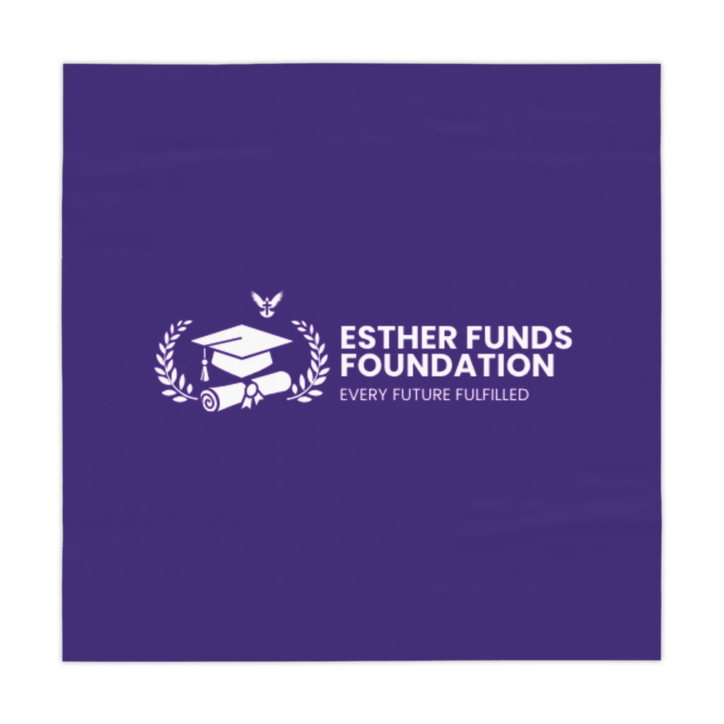 Esther Funds Foundation Purple Logo Tablecloth — Branded Event Table Cover