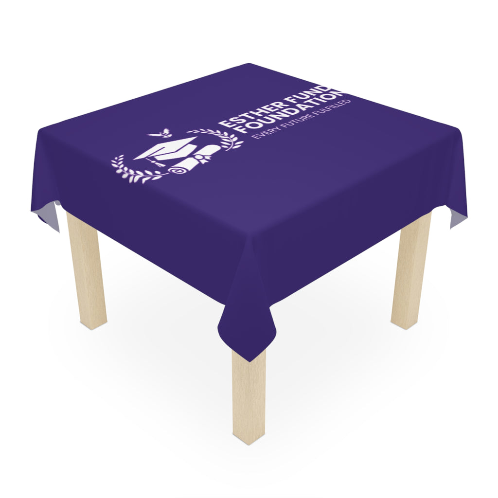 Esther Funds Foundation Purple Logo Tablecloth — Branded Event Table Cover