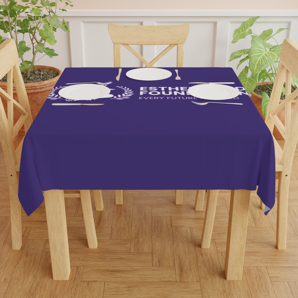 Esther Funds Foundation Purple Logo Tablecloth — Branded Event Table Cover